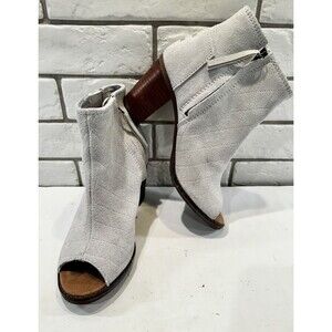 TOMS Light‎ Gray Suede Open-Toe Bootie Women's Size 7 Excellent